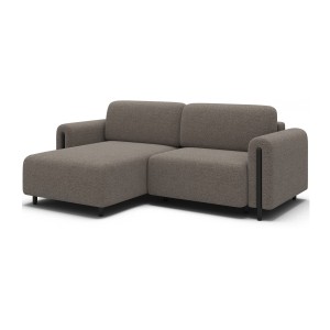 Canapé d’angle convertible ARVESSA brun clair – Angle gauche avec coffre 