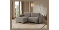 Canapé d’angle convertible ARVESSA brun clair – Angle gauche avec coffre 