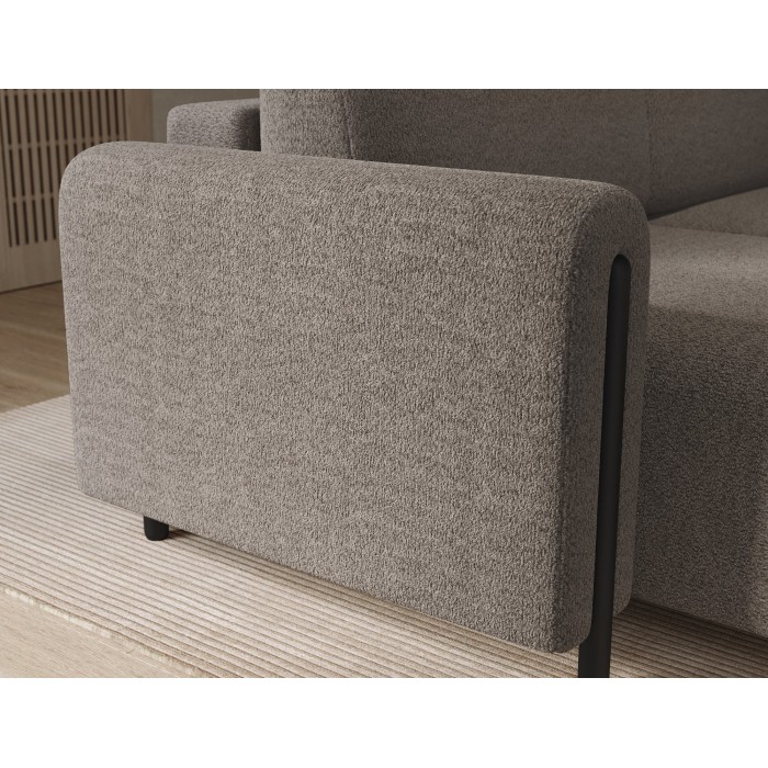 Canapé d’angle convertible ARVESSA brun clair – Angle gauche avec coffre 