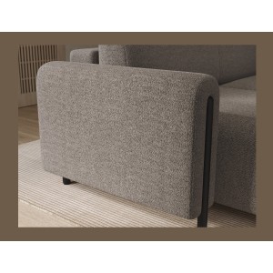 Canapé d’angle convertible ARVESSA brun clair – Angle gauche avec coffre 