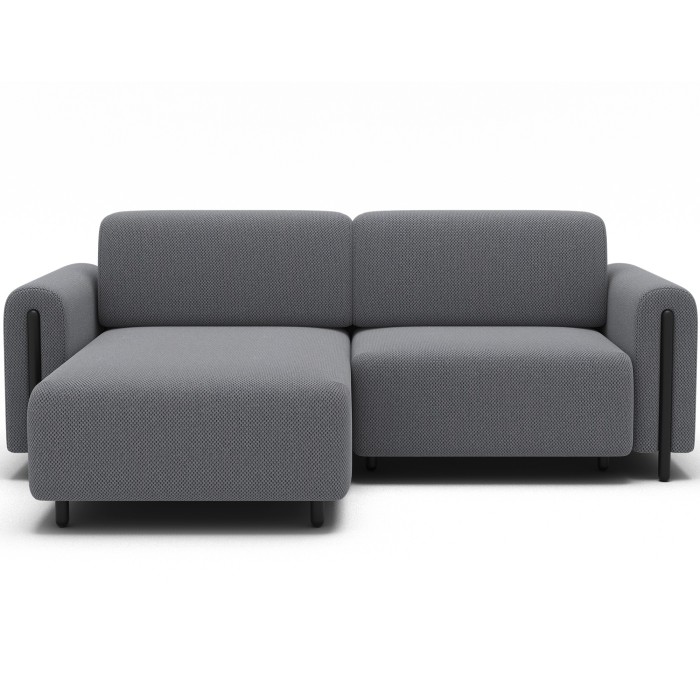 Canapé d’angle convertible ARVESSA gris clair – Angle gauche avec coffre 