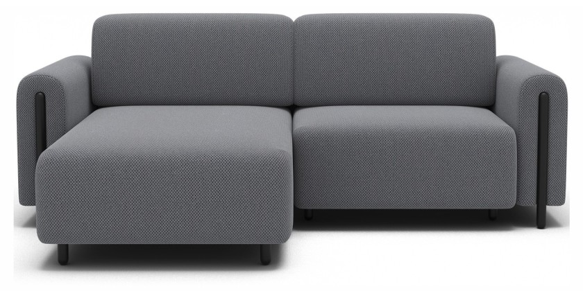 Canapé d’angle convertible ARVESSA gris clair – Angle gauche avec coffre 