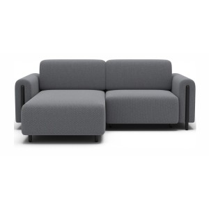 Canapé d’angle convertible ARVESSA gris clair – Angle gauche avec coffre 