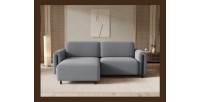 Canapé d’angle convertible ARVESSA gris clair – Angle gauche avec coffre 