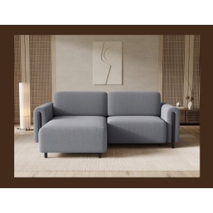 Canapé d’angle convertible ARVESSA gris clair – Angle gauche avec coffre 