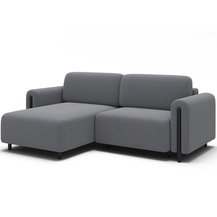 Canapé d’angle convertible ARVESSA gris clair – Angle gauche avec coffre 