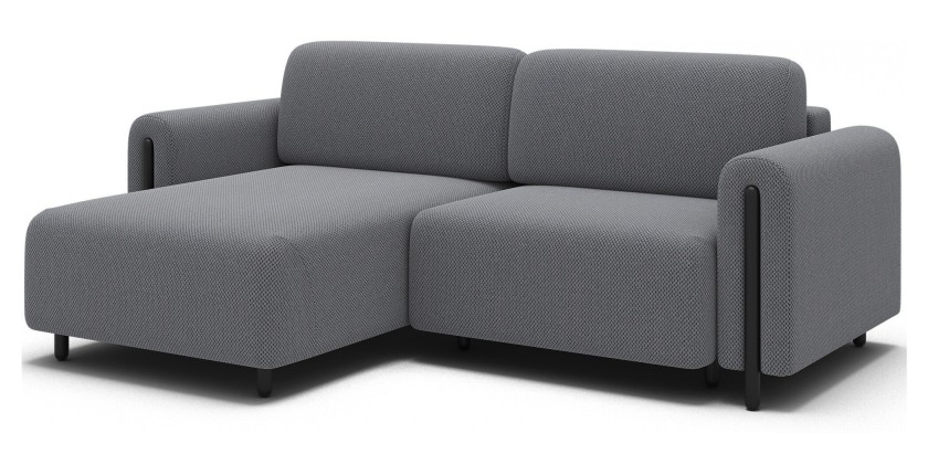 Canapé d’angle convertible ARVESSA gris clair – Angle gauche avec coffre 