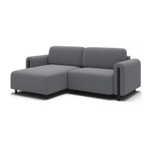 Canapé d’angle convertible ARVESSA gris clair – Angle gauche avec coffre 