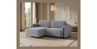Canapé d’angle convertible ARVESSA gris clair – Angle gauche avec coffre 