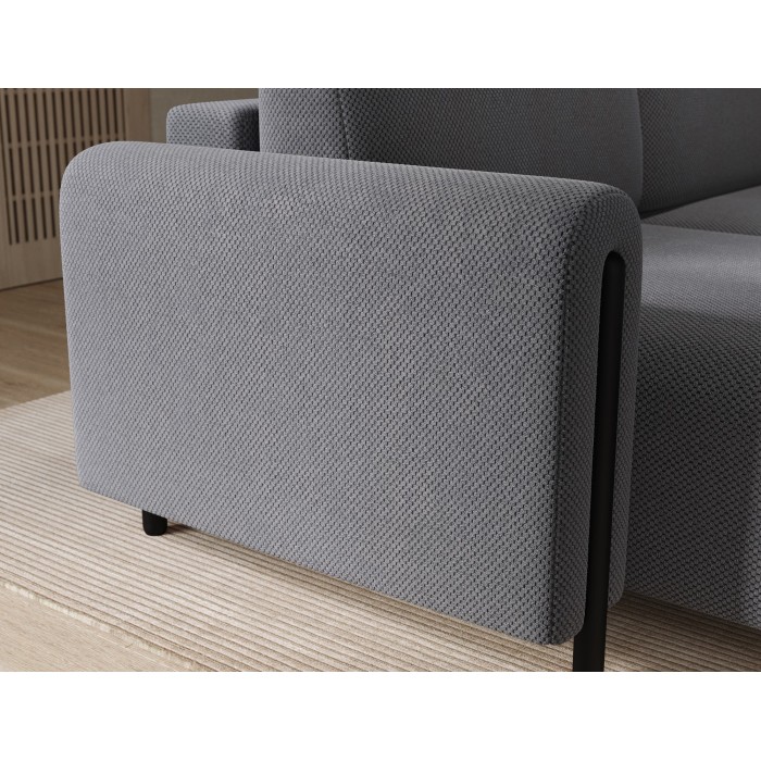 Canapé d’angle convertible ARVESSA gris clair – Angle gauche avec coffre 
