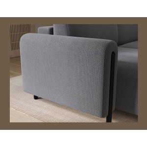 Canapé d’angle convertible ARVESSA gris clair – Angle gauche avec coffre 
