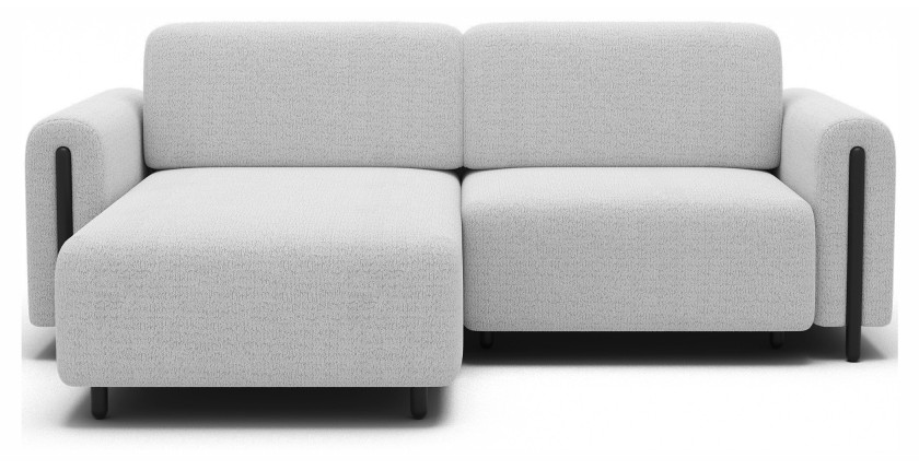 Canapé d’angle convertible ARVESSA blanc – Angle gauche avec coffre 