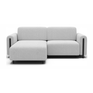 Canapé d’angle convertible ARVESSA blanc – Angle gauche avec coffre 