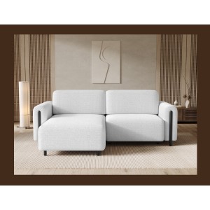 Canapé d’angle convertible ARVESSA blanc – Angle gauche avec coffre 