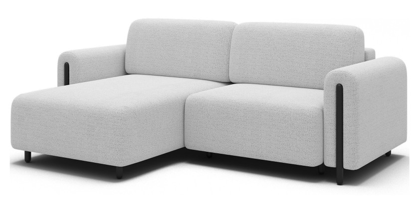 Canapé d’angle convertible ARVESSA blanc – Angle gauche avec coffre 