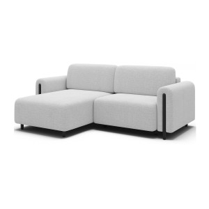 Canapé d’angle convertible ARVESSA blanc – Angle gauche avec coffre 