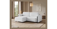 Canapé d’angle convertible ARVESSA blanc – Angle gauche avec coffre 