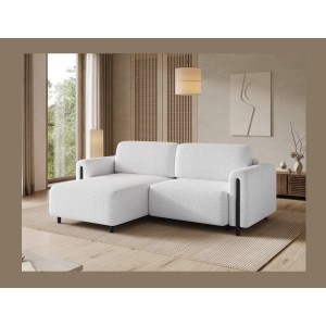 Canapé d’angle convertible ARVESSA blanc – Angle gauche avec coffre 