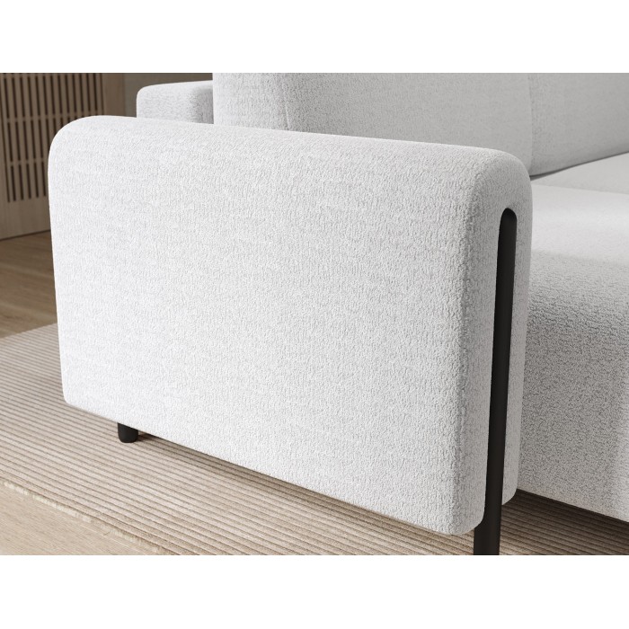 Canapé d’angle convertible ARVESSA blanc – Angle gauche avec coffre 