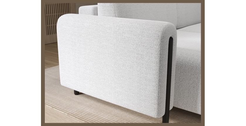 Canapé d’angle convertible ARVESSA blanc – Angle gauche avec coffre 