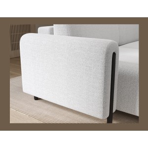 Canapé d’angle convertible ARVESSA blanc – Angle gauche avec coffre 