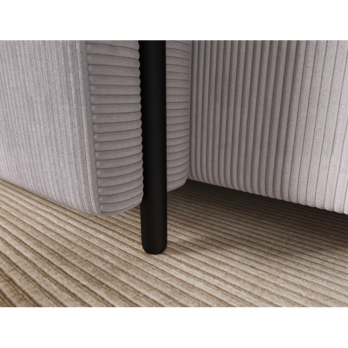 Canapé d’angle convertible ARVESSA gris clair velours côtelé – Angle gauche avec coffre 