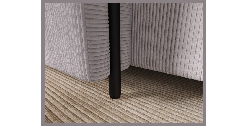 Canapé d’angle convertible ARVESSA gris clair velours côtelé – Angle gauche avec coffre 