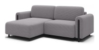 Canapé d’angle convertible ARVESSA gris clair velours côtelé – Angle gauche avec coffre 