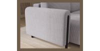 Canapé d’angle convertible ARVESSA gris clair velours côtelé – Angle gauche avec coffre 