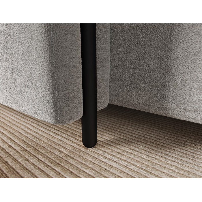 Canapé d’angle convertible ARVESSA gris clair bouclette – Angle gauche avec coffre 