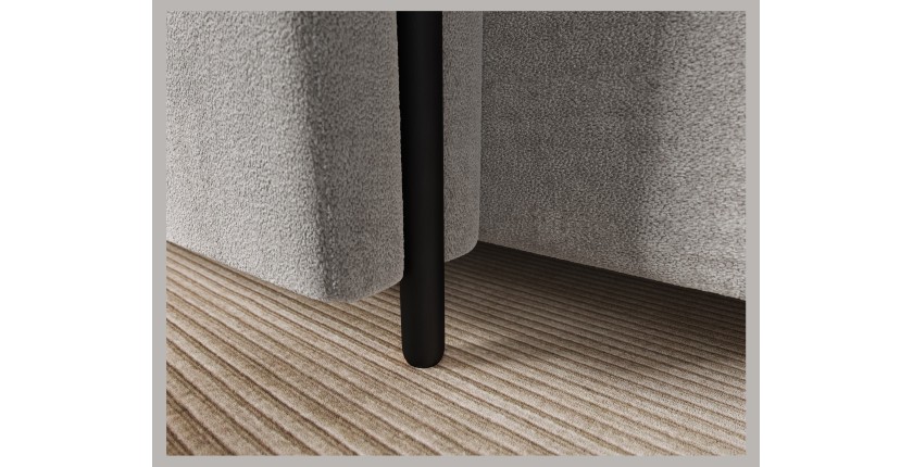 Canapé d’angle convertible ARVESSA gris clair bouclette – Angle gauche avec coffre 