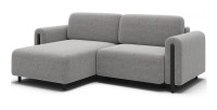 Canapé d’angle convertible ARVESSA gris clair bouclette – Angle gauche avec coffre 