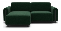 Canapé d’angle convertible ARVESSA vert émeraude bouclette – Angle gauche avec coffre 