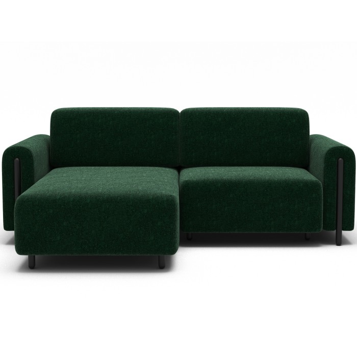 Canapé d’angle convertible ARVESSA vert émeraude bouclette – Angle gauche avec coffre 