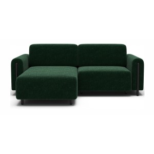 Canapé d’angle convertible ARVESSA vert émeraude bouclette – Angle gauche avec coffre 