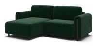 Canapé d’angle convertible ARVESSA vert émeraude bouclette – Angle gauche avec coffre 