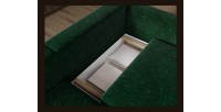 Canapé d’angle convertible ARVESSA vert émeraude bouclette – Angle gauche avec coffre 
