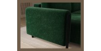 Canapé d’angle convertible ARVESSA vert émeraude bouclette – Angle gauche avec coffre 