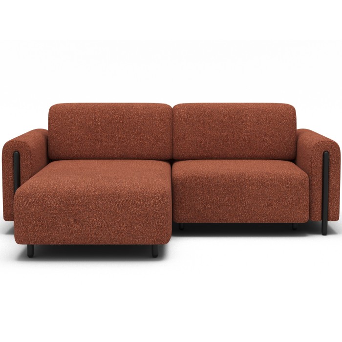 Canapé d’angle convertible ARVESSA terracotta bouclette – Angle gauche avec coffre 
