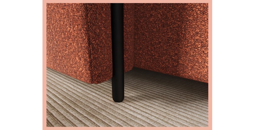 Canapé d’angle convertible ARVESSA terracotta bouclette – Angle gauche avec coffre 