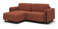 Canapé d’angle convertible ARVESSA terracotta bouclette – Angle gauche avec coffre 