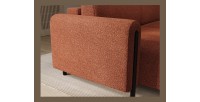 Canapé d’angle convertible ARVESSA terracotta bouclette – Angle gauche avec coffre 
