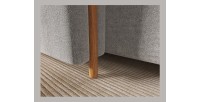 Canapé d’angle convertible ARVESSA gris clair bouclette – Angle gauche avec coffre 
