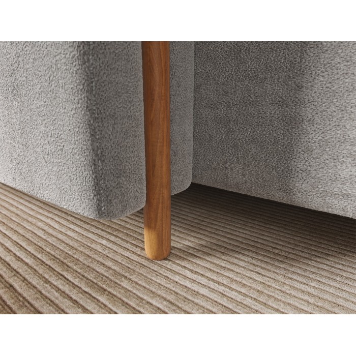 Canapé d’angle convertible ARVESSA gris clair bouclette – Angle gauche avec coffre 