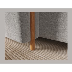 Canapé d’angle convertible ARVESSA gris clair bouclette – Angle gauche avec coffre 
