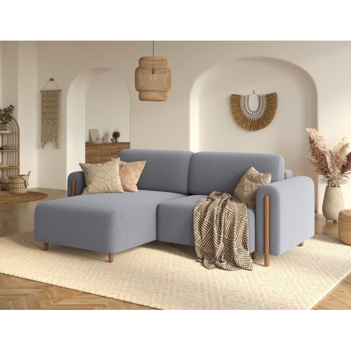 Canapé d’angle convertible ARVESSA gris foncé tissu nid d’abeille – Angle gauche 