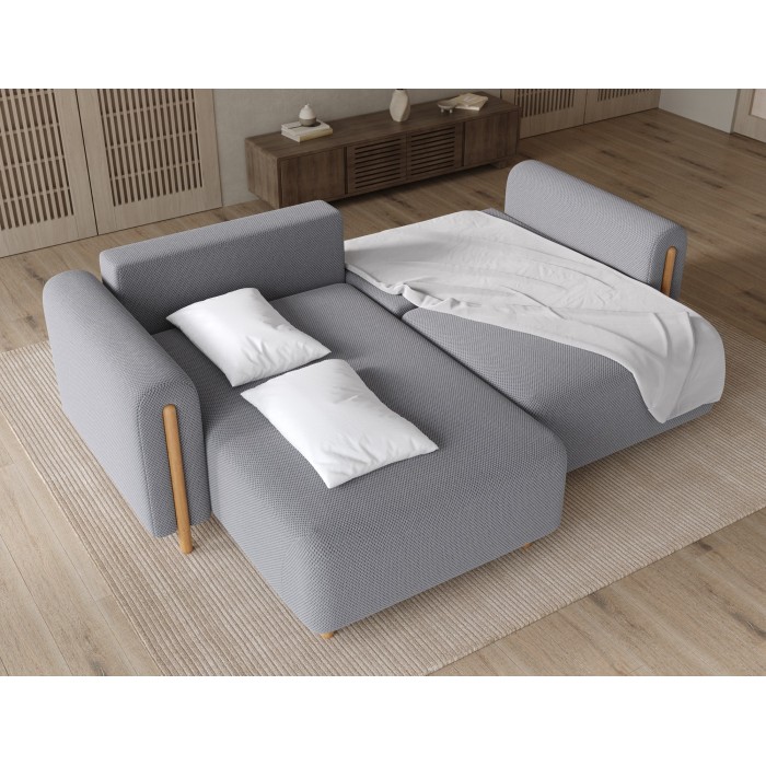Canapé d’angle convertible ARVESSA gris foncé tissu nid d’abeille – Angle gauche 