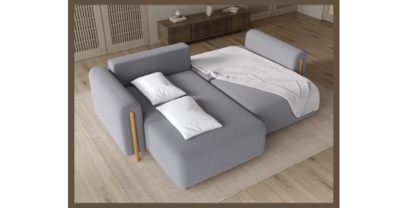 Canapé d’angle convertible ARVESSA gris foncé tissu nid d’abeille – Angle gauche 