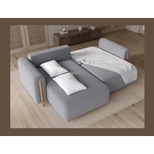 Canapé d’angle convertible ARVESSA gris foncé tissu nid d’abeille – Angle gauche 