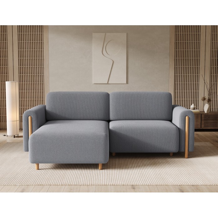 Canapé d’angle convertible ARVESSA gris foncé tissu nid d’abeille – Angle gauche 